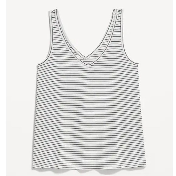 Bran New Old Navy Luxe V-Neck Sleeveless Striped T-Shirt - Picture 3 of 5